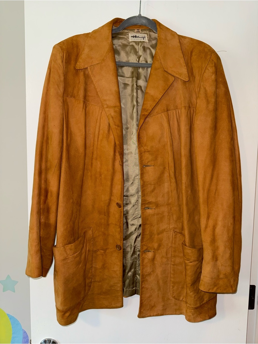 Vintage 70s Scully Tan Suede Leather Western Blazer Car Coat Jacket
